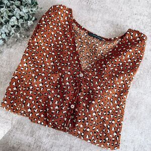 West Kei Orange Leopard Print 3/4 Sleeve Blouse Size M